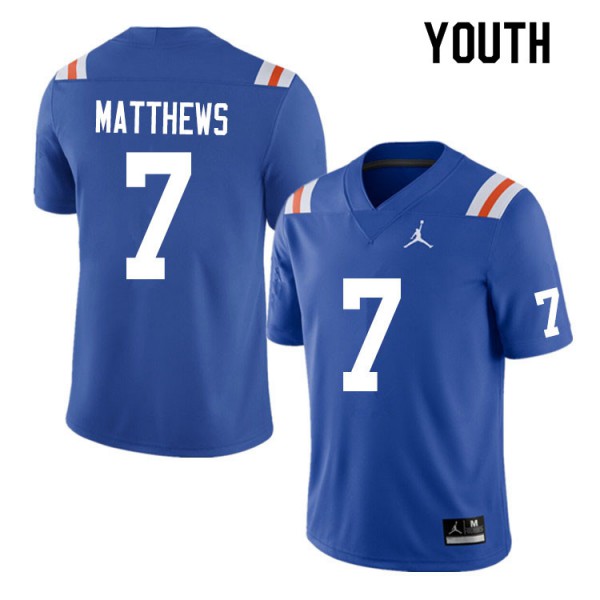 Youth #7 Luke Matthews Florida Gators College Football Jersey Throwback
